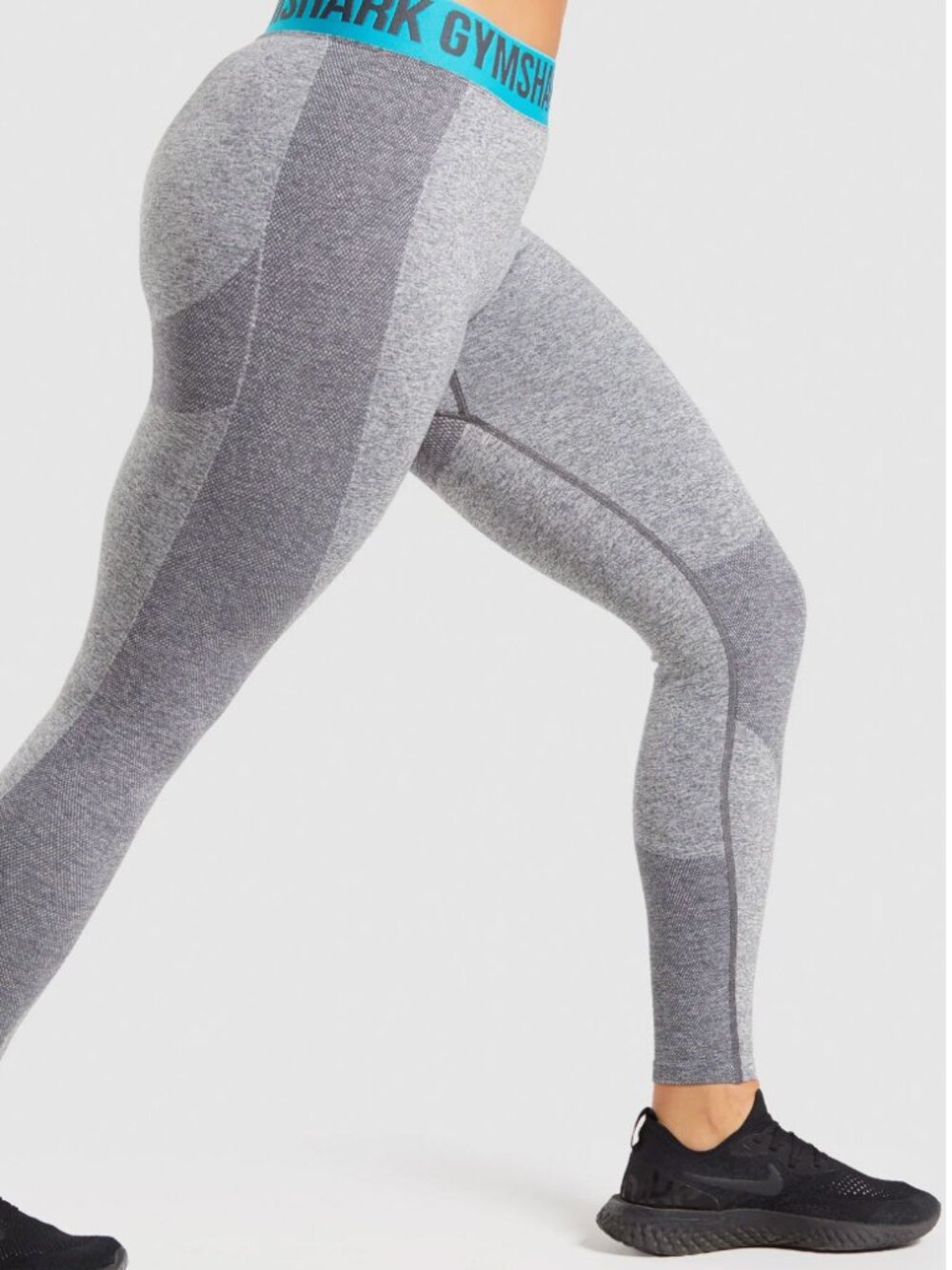 Gymshark Women’s FLEX Low Rise Leggings, Size XS, Gray / Aqua